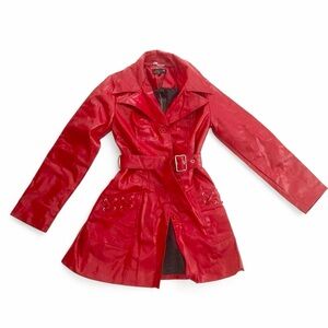 Delia’s faux glossy leather trench coat